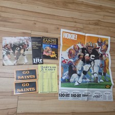 Vintage New Orleans Saints Paper Lot,Poster,Calendar, Media Guide,Bobby Hebert