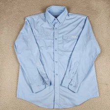 Huk Shirt Mens Medium Blue Performance Fishing Hiking Long Sleeve Outdoors