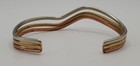 Vintage Sergio Lub Magnet Tri-color Metal Cuff Bracelet Rainbow Waves 766 Signed — photo 9