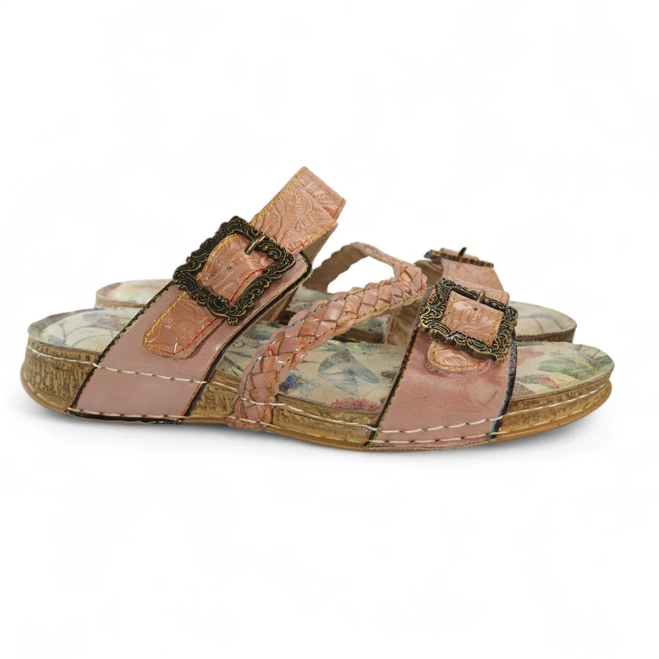 L'ARTISTE by Spring Step Astra Slide Sandals Women's 9.5-10/41 Pink Leather - Image 4 of 4