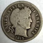 1915-P Barber Dime 90% Silver Very Good Circulated Condition 10c US Coin- 4143