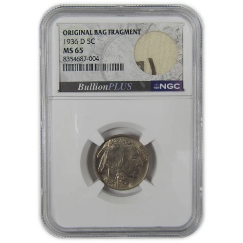 1936 D Indian Head Buffalo Nickel MS 65 NGC Bag Fragment SKU:I22654