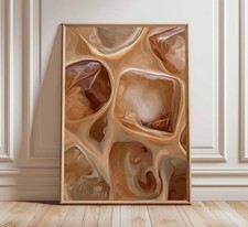 Abstract Coffee Wall Print- Neutral Modern Iced Latte Poster 40x50cm- Unframed