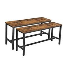  Dining Bench, Pair of 2, Industrial Style, Steel Frame, for Kitchen, Living 
