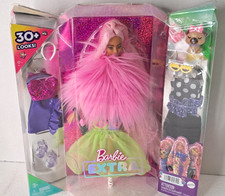 Barbie Extra 30 LOOKS Doll Puppy Dog Flexible Joints Pink Hair Accessories
