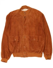 GALLOTTI Mens Suede Bomber Jacket UK 42 2XL Brown AC13