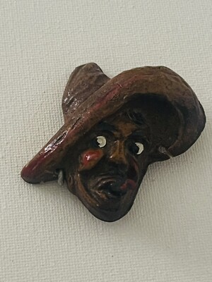 Dimensional MEXICAN MAN Sombrero Smoking Cigar CIGARETTE Celluloid Brooch  Pin