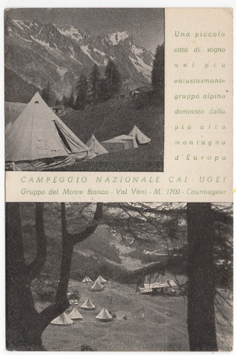 CR0581 - Courmayeur 1953 – Campeggio CAI UGET – Viaggiata