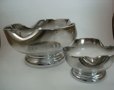 Vintage Vitreon Queens Lusterware, silver ombre', Chip and Dip Set, MCM