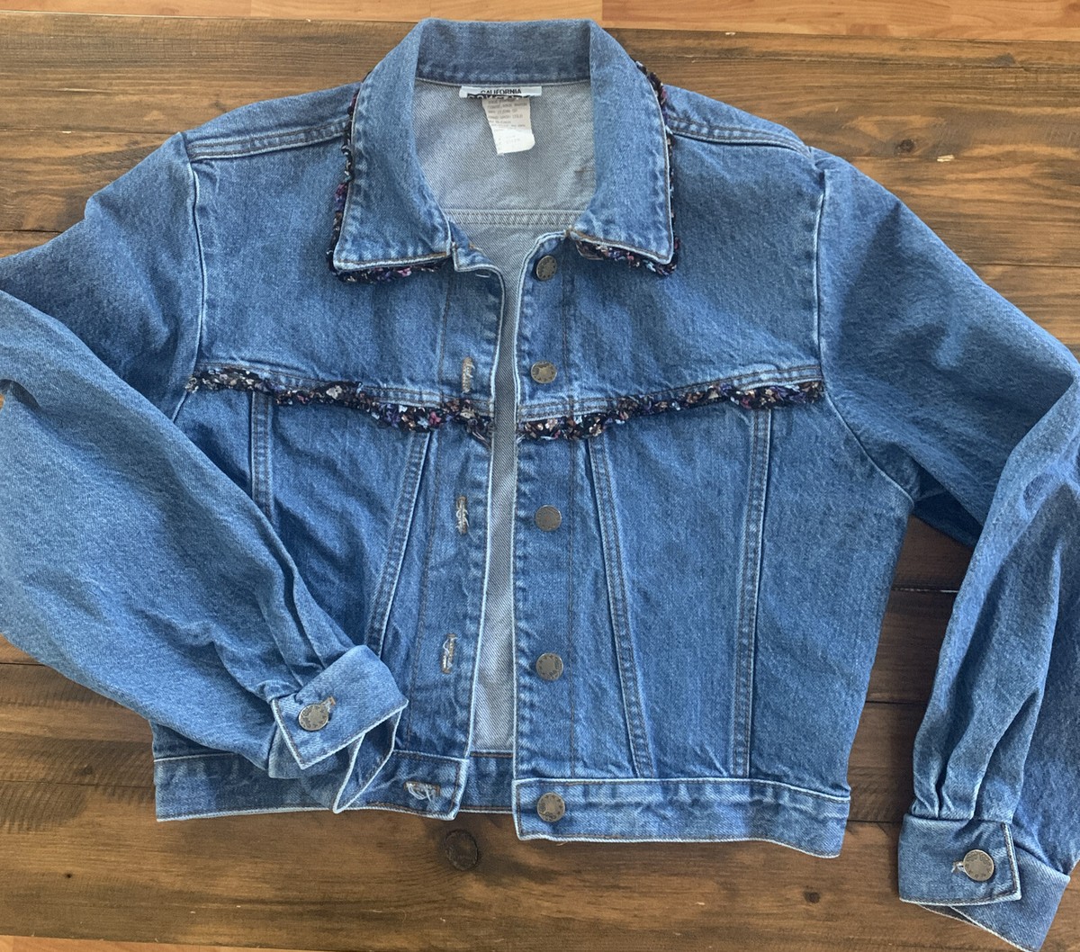 Vintage California Concepts Denim Jacket 80s 90s Romantic Ruffle