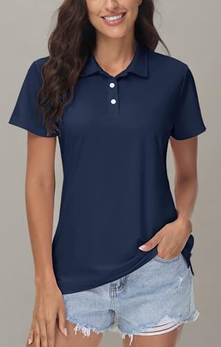 Women's Polos Golf Shirts Short Sleeve UPF 50+ Collared X-Large Navy Blue - Picture 8 of 8