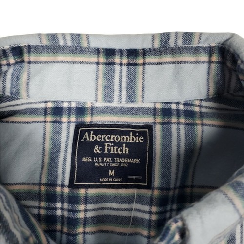 Abercrombie & Fitch camicia uomo con bottoni taglia M blu a quadri 100% cotone - Foto 8 di 10