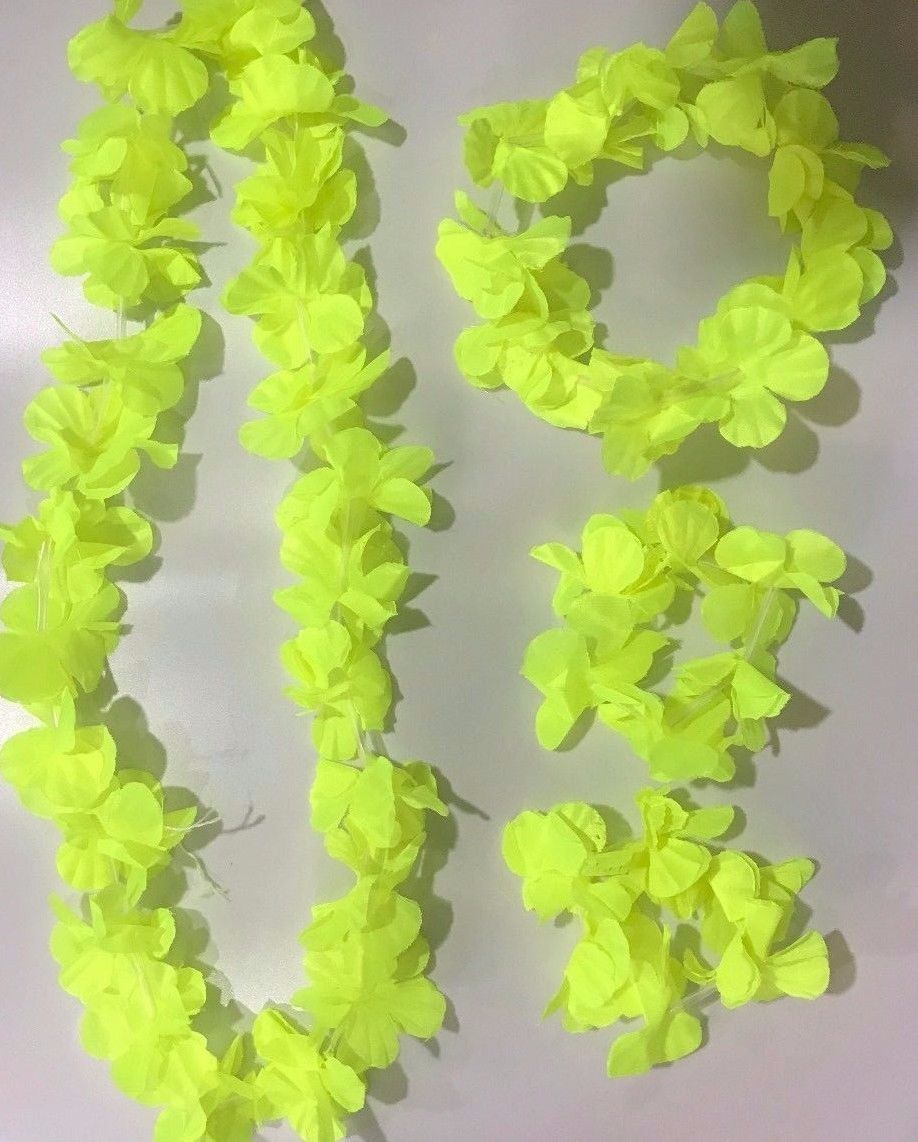Hawaii Fancy Dress Neon Set Garland Necklace Costume Accessory Hula Tropical