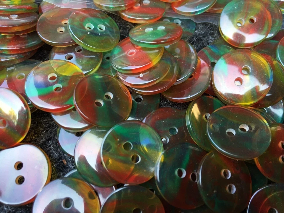 Multi-Color Rainbow LIFESAVER Button Red-Green-Yellow Shiny Finish 15mm 5/8" 2h - Image 2 of 2