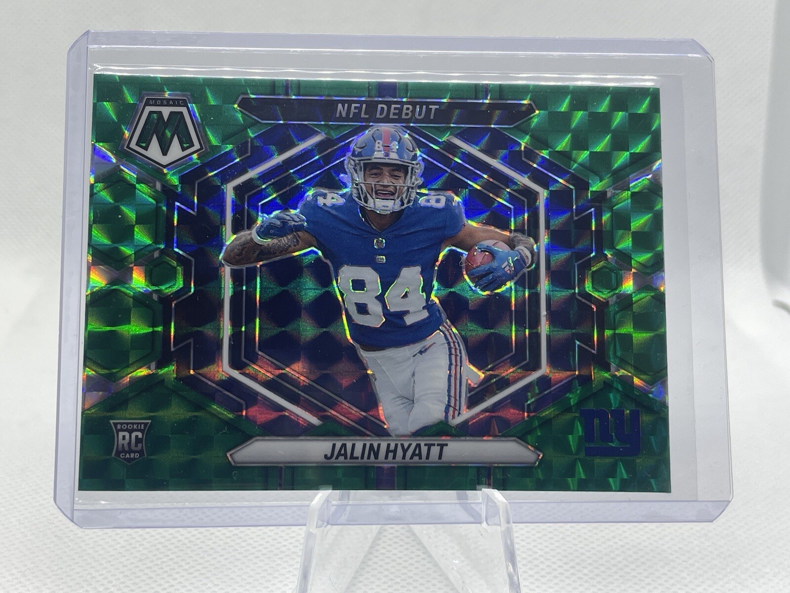 2023 Mosaic Football Jalin Hyatt NFL Debut Green Mosaic RC No. ND-17 Giants