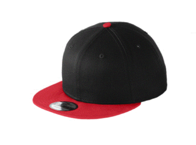 New Era NE400 9Fifty Blank Hat/Cap Black/Red Flat Brim Snap Back