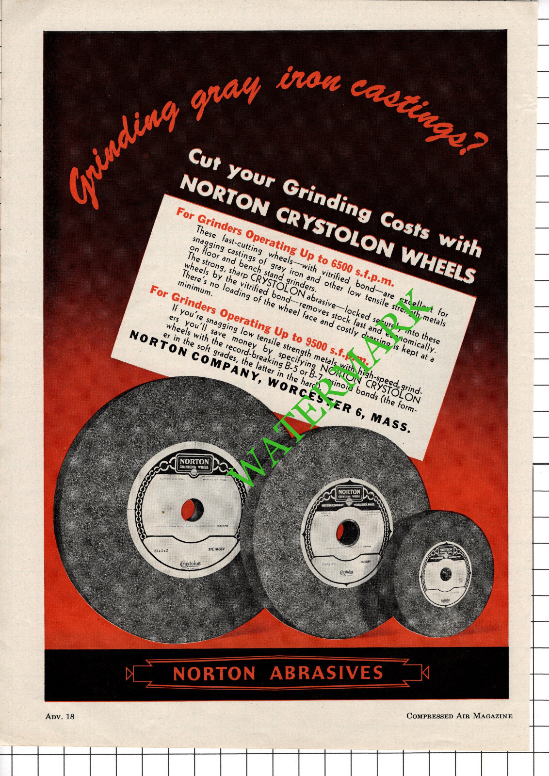 Norton Company Worcester Massachusetts / William Powell Co Advert - 1948 Cutting