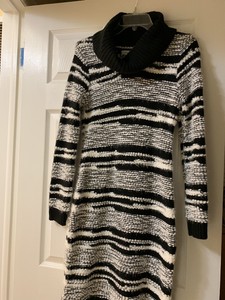 white cowl neck sweater dress