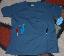 Frederick V neck Scrub Top W/ Bottom pocket  side slit Caribbean Sz XS