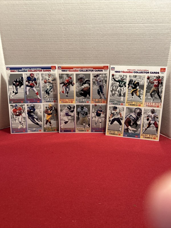 1993 McDonald's NFL Football Gameday Collector Cards3 Uncut Sheets New Old Stock