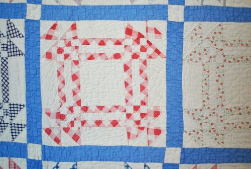 Vintage Patchwork Quilt, Churn Dash, 1930's Cotton 84-1/2" x 76", Quilted - Picture 3 of 12