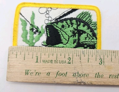 Vintage Large Mouth Bass Fishing Fish Embroidered Patch 3x1¾ inch 1970s NOS - Picture 4 of 5