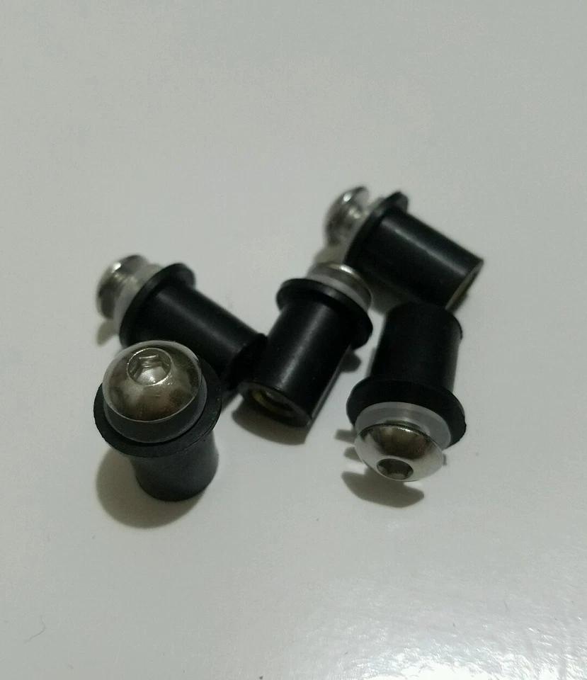 5 Tuercas de Goma para Pozo y Pernos de Acero Inoxidable Carenado Pantalla Motocicleta Bicicleta M5 5mm Foto 2 de 3