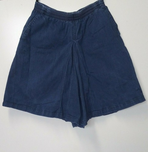 womens Denim Shorts FLARE Pleated Sz 16 High Waist elastic waist Alfred Dunner - Picture 2 of 9