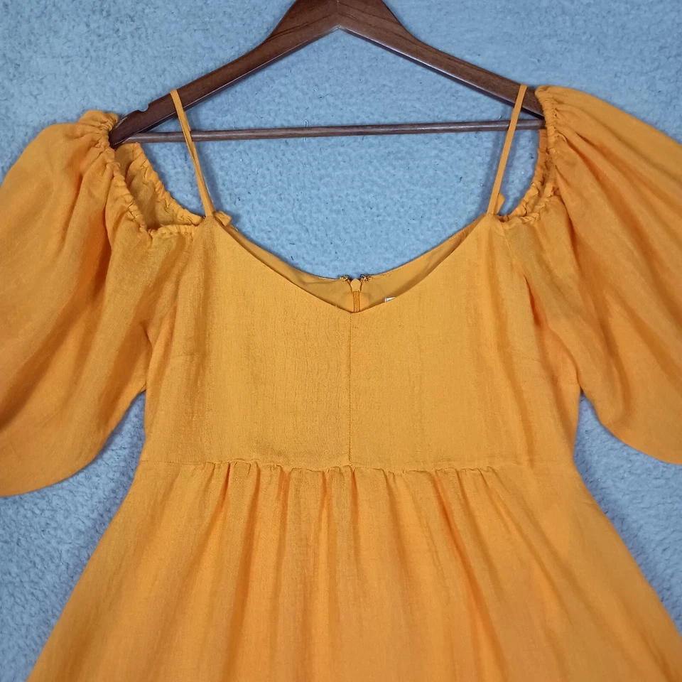 Vestido Moulinette Soeurs Mujer Medio Amarillo Manga Abullonada Ajuste y Acampanado Núcleo de Pradera Foto 3 de 4