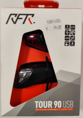 684F RFR 14323 Be­leuch­tungs­set Tour 90 USB Schwarz Fahrrad Lampen LED