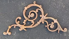 Arched Decorative Cast Iron Scroll Style Crest Pediment Crown 21 1/4" x 9"