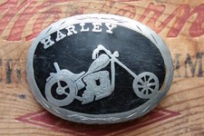 Vintage Hand Made Motorcycle Chopper Bikers Harley Inlay Belt Buckle