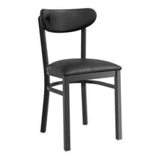 Boomerang Back Metal Dining Chairs with Black Vinyl Seat and Black Vinyl Back