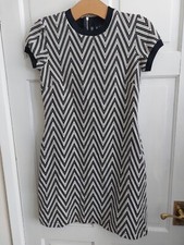 B. You Uk 10 Black White Stretchy Dress Work Office Casual Smart