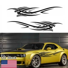 2x Universal Sport Black Flame Totem Car Side Body Door Fender Vinyl Decals 