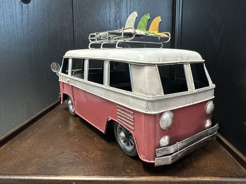 VW Surfer Van / Bus - Vintage Look Split Window - Tin -Collectible - Wheels work - Picture 10 of 18