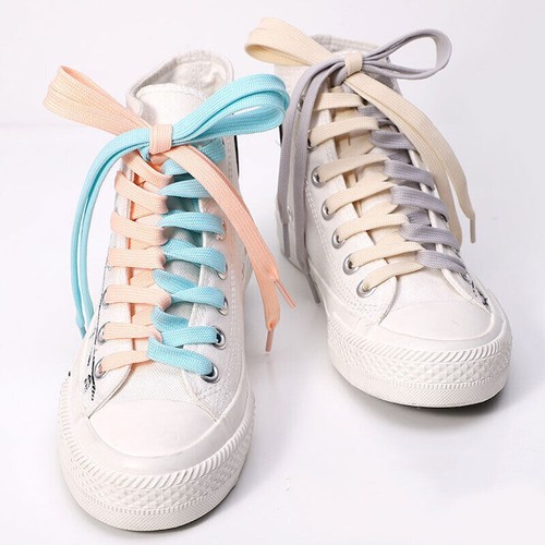 Shoe Laces Pair Flat Coloured Boot Ties Short Long Kids Adult Trainer 8mm Wide - Picture 129 of 130