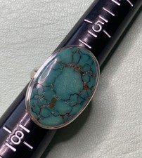 Israeli Artisan Sterling Silver Turquoise Statement Ring - Jazzy - 6.5 - NEW