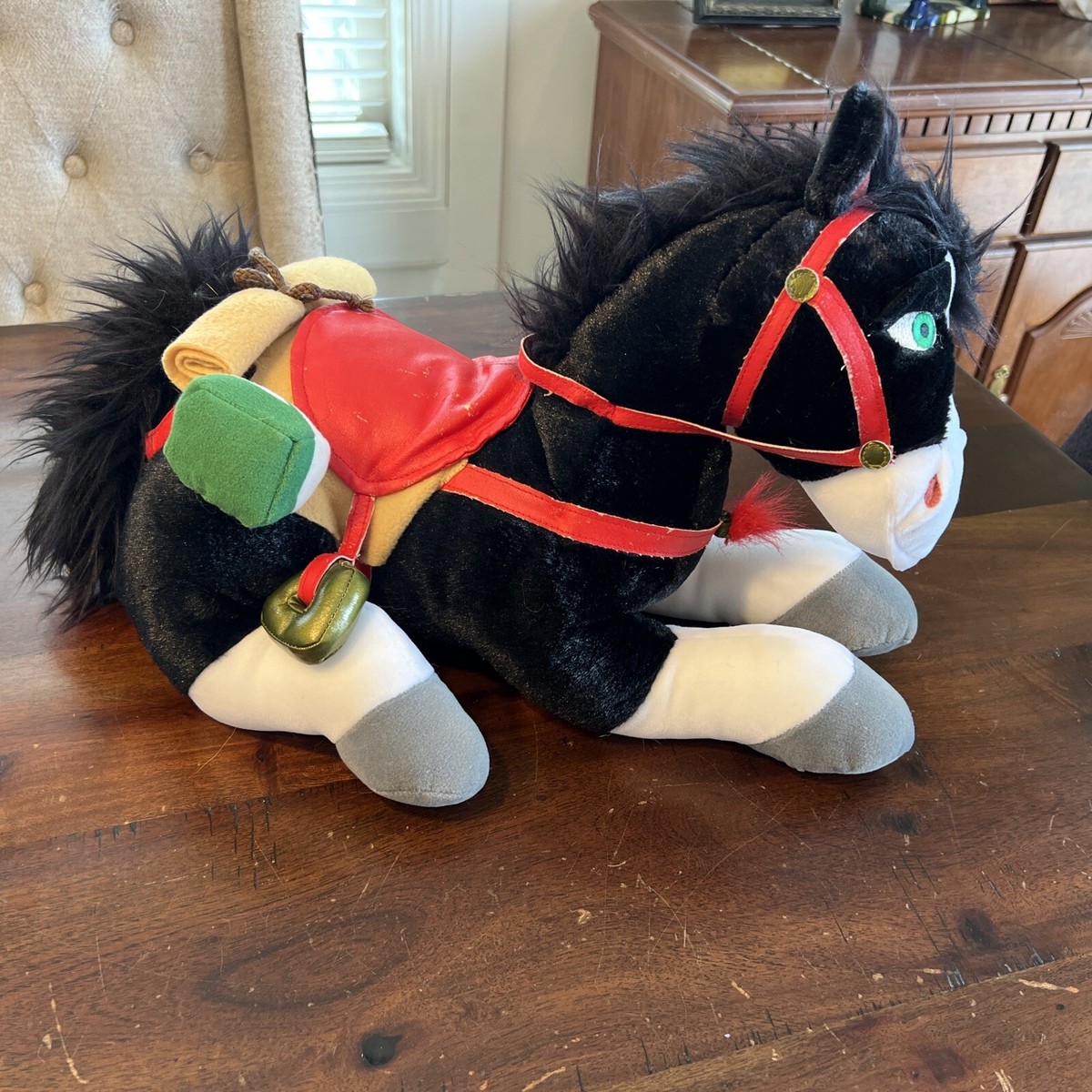 Vintage Disney Store Mulan Khan 16” Black Horse Plush! Disney