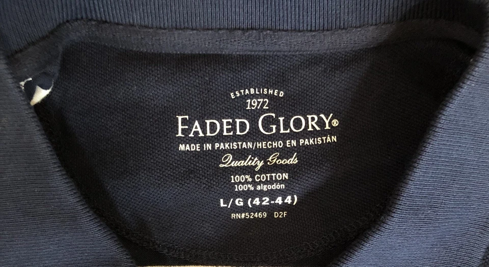 Nuevo con etiquetas Camisa Polo Gloria Desteñida 2 Botones L Azul Blanco Rayas Manga Corta Algodón Preppy Foto 4 de 4