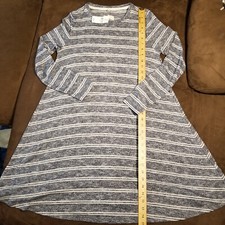 NWT LOU & GREY STRIPED SWEATER DRESS HEATHERED BLUE KNIT SMALL