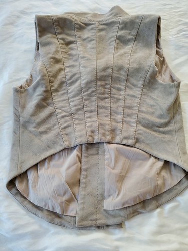 BCBG MAXAZRIA Light Brown/dusk Asymmetrical Faux Suede Vest Size M $248 - Picture 4 of 9