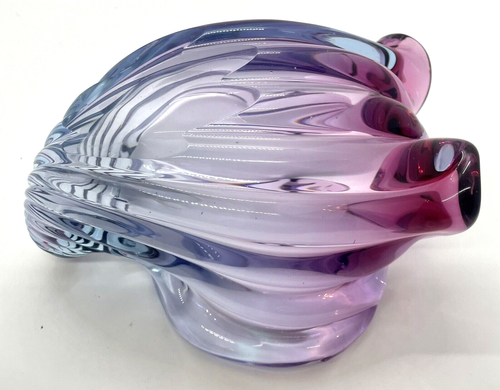 Alfredo Barbini Murano Art Glass Seashell Conch Sculpture Mulberry Purple Bowl - Picture 7 of 8
