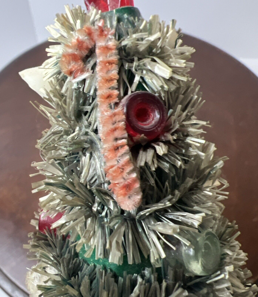 Vintage Mini Christmas Tree Japan with Garland Ornaments + Candles