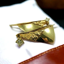 14K Solid Gold Custom Sailboat Diamond Earrings 2" Drop SALE SAVE 950  #M255