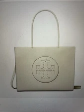Authentic Tory Burch Small Ella Bio Tote Warm White New NWT Winter $300