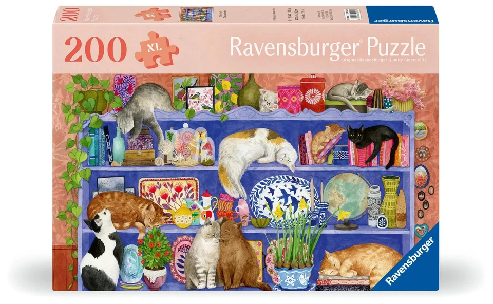 RAVENSBURGER VERLAG GMBH Feel Well & Puzzle - Katzen im Regal - Erwachsenenpuzzle mit 200 XL-Teilen...