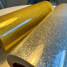 2 Rolls Siser Glitter HTV Vinyl 12” x 10 yards Gold & Silver Glitter Heat Transf
