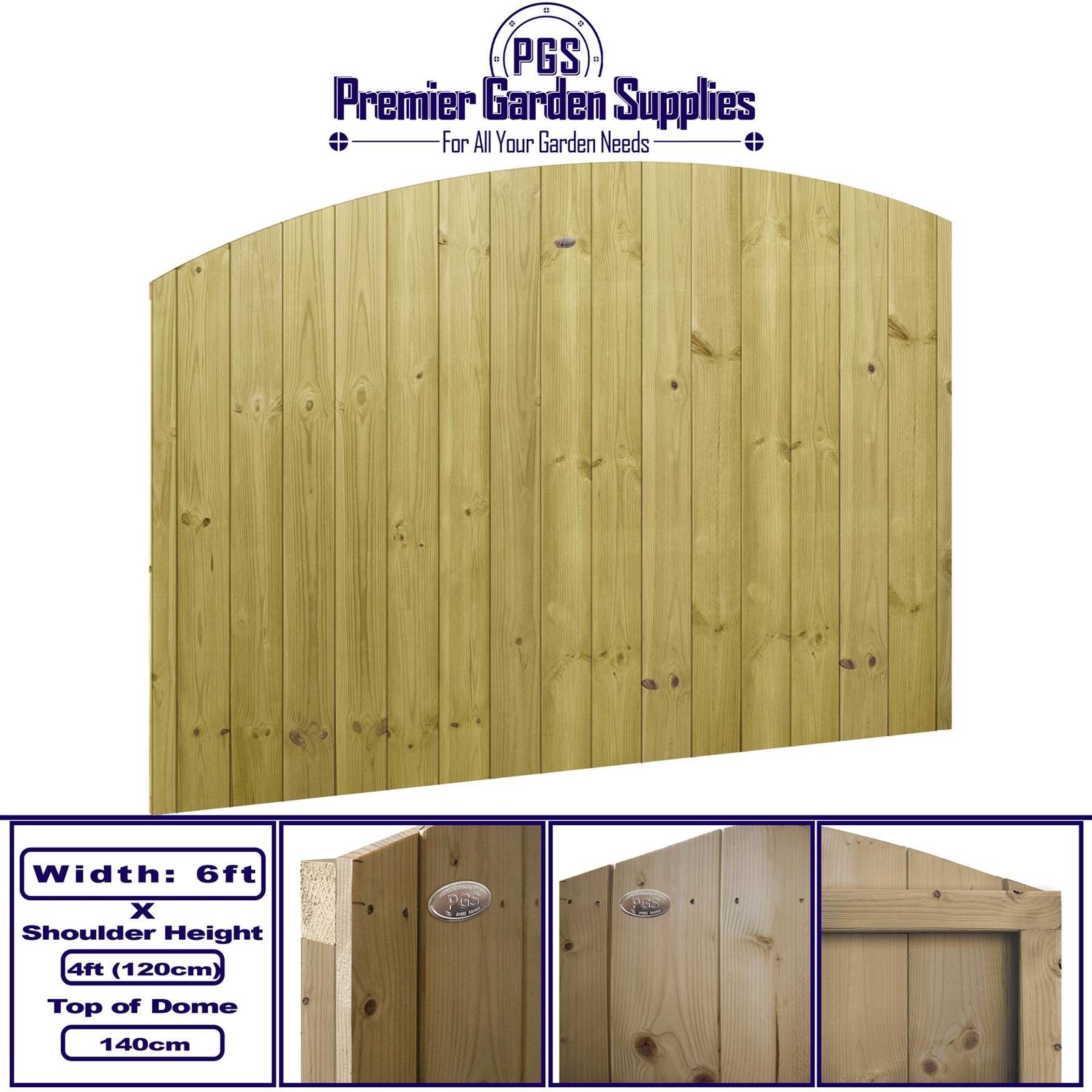 6ft x 4ft Dome Top T&G Fully Framed Fence Panel Treated Timber Fencing