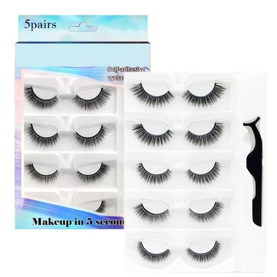 Reusable Adhesive Eyelashes No Glue or Eyeliner Needed, Easy To Apply, Stable...